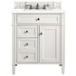 James Martin Brittany 30" Single Bathroom Vanity in Bright White with 3 cm White Zeus Quartz Top and Rectangular Sink, , large