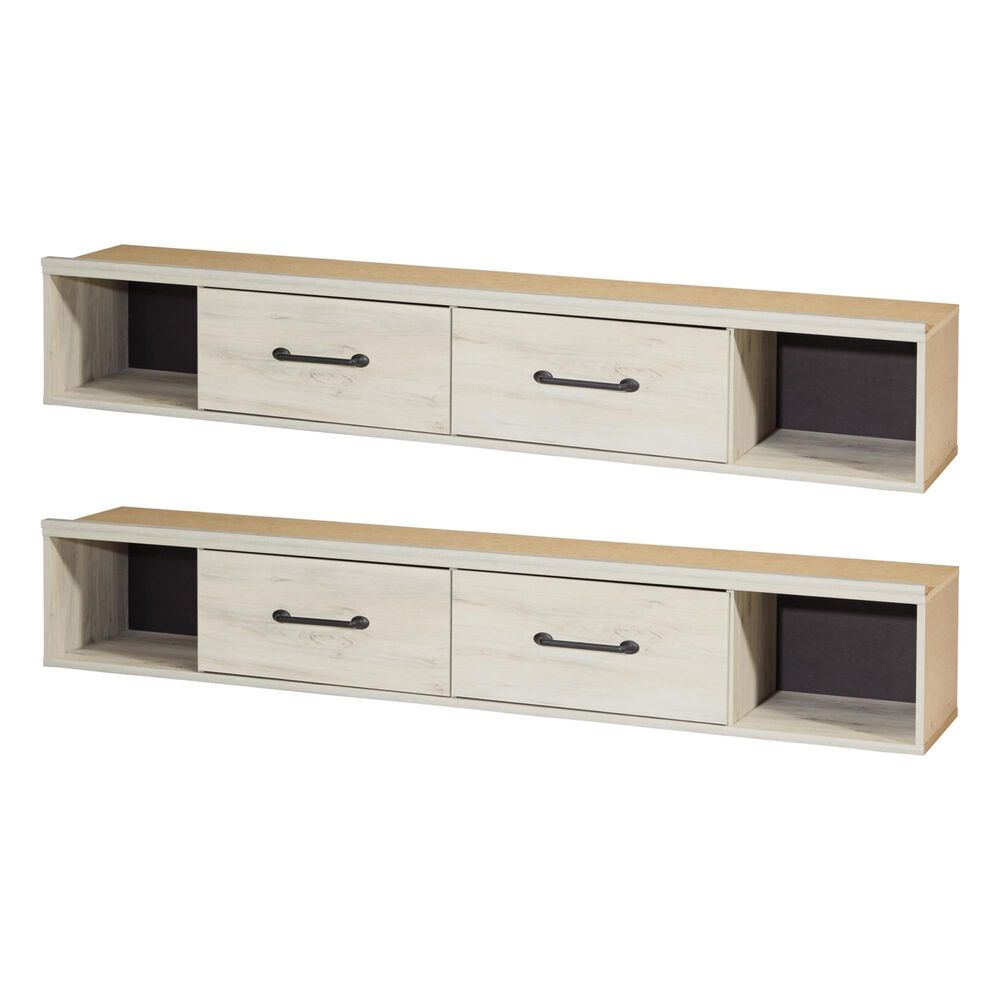 Ashley Cambeck King Double Storage Bed in Whitewash with Lighting, , large