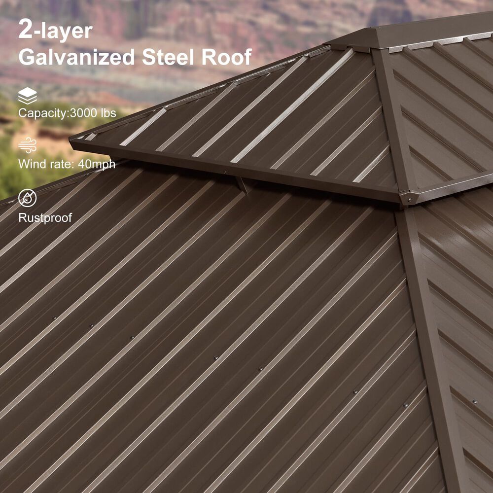 HOMLUX 12' x 24' Hardtop gazebo with double roof in Bronze, , large