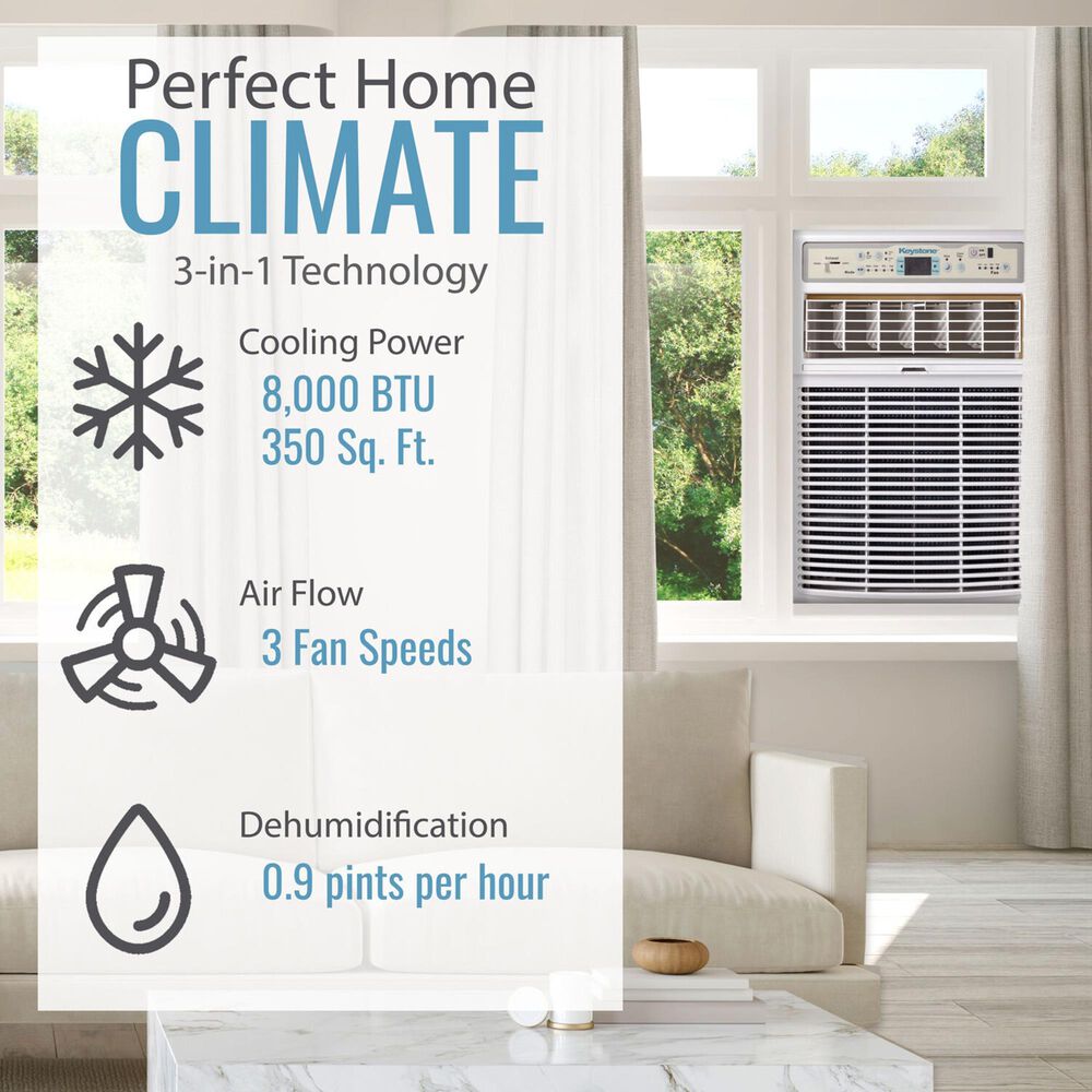 Keystone 8000 BTU Casement Window Air Conditioner in White, , large