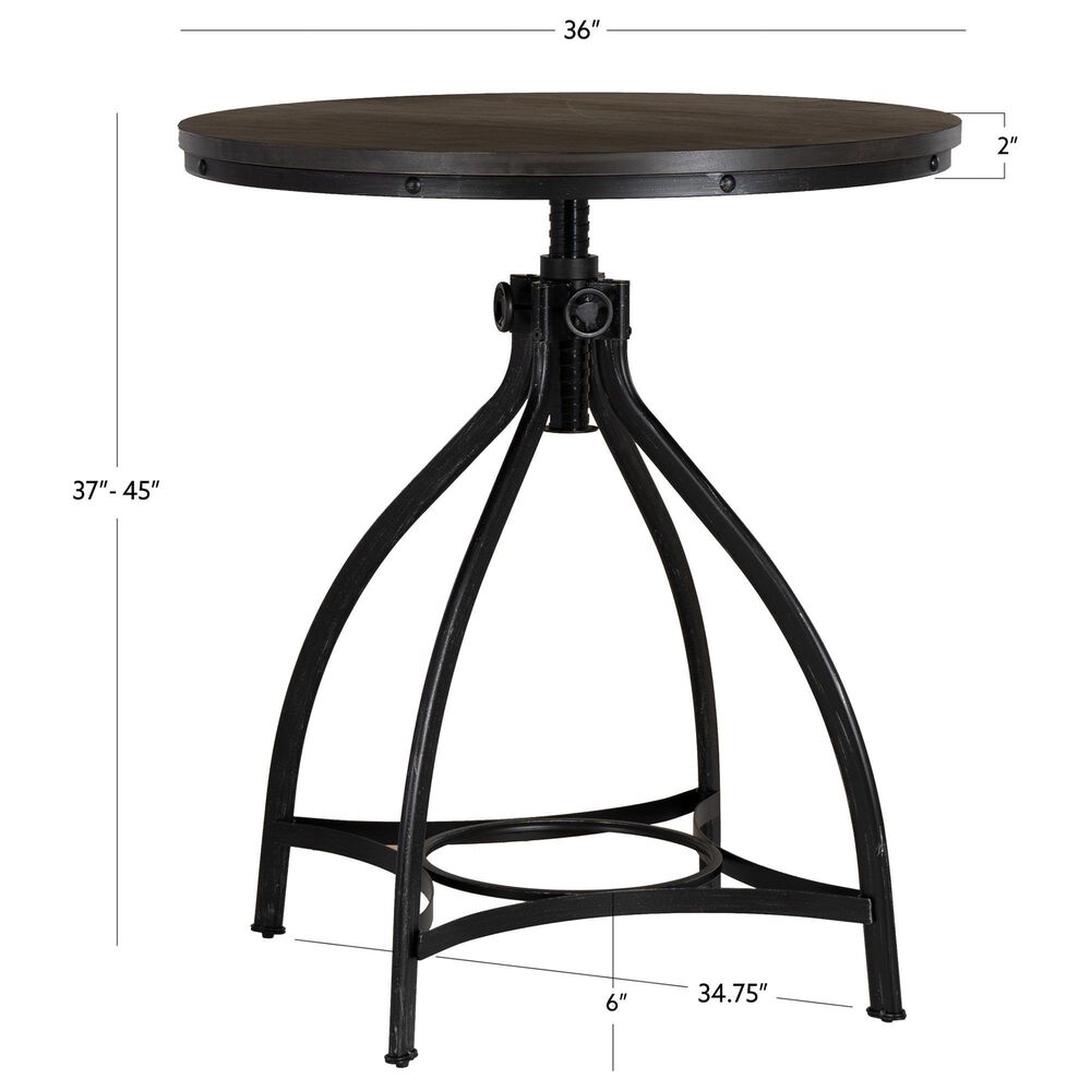 Linon Home Decor Hawkford Adjustable Round Bar Table in Grey and Gunmetal - Table Only, , large