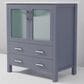 Lexora Home Volez 30" Single Bathroom Vanity in Dark Grey with 2 cm White Ceramic Top and Rectangular Sink, , large