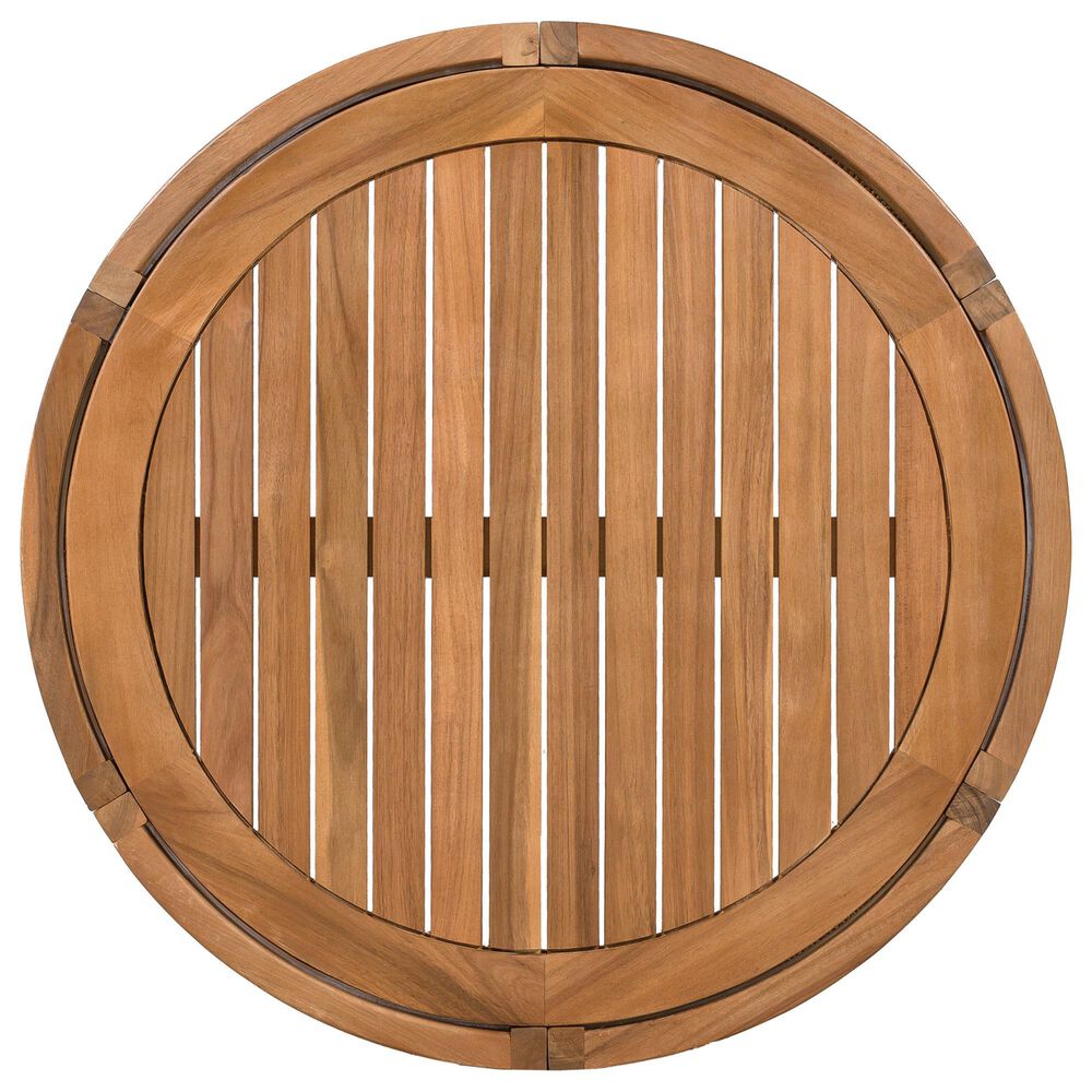 Hearth and Haven Outdoor Round Acacia Wood Coffee Table with Handwoven Rope Accents in Natural, , large