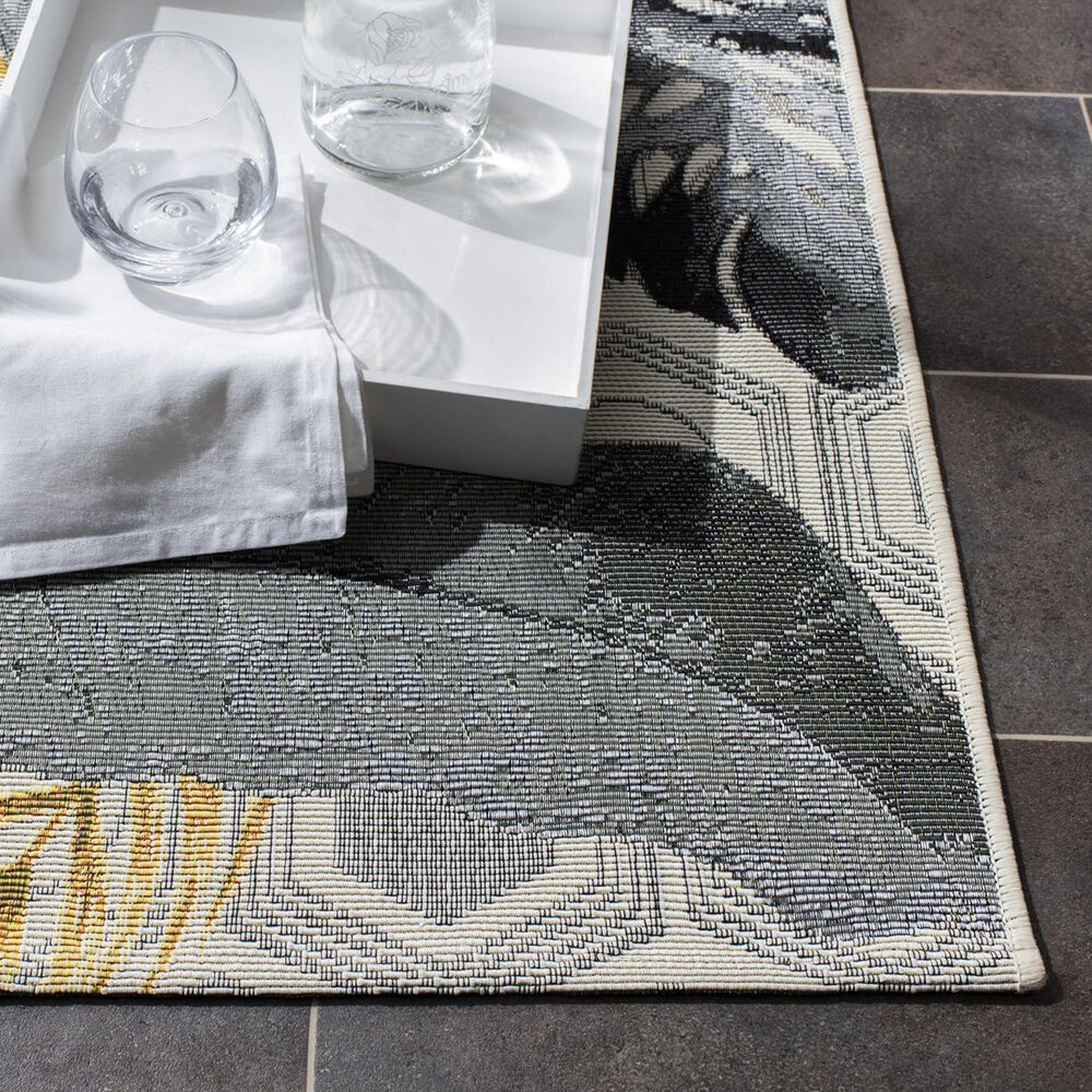 Safavieh Barbados Tropical Botanical 3&#39;3&quot; x 5&#39;  Grey and Gold Indoor/Outdoor Area Rug, , large