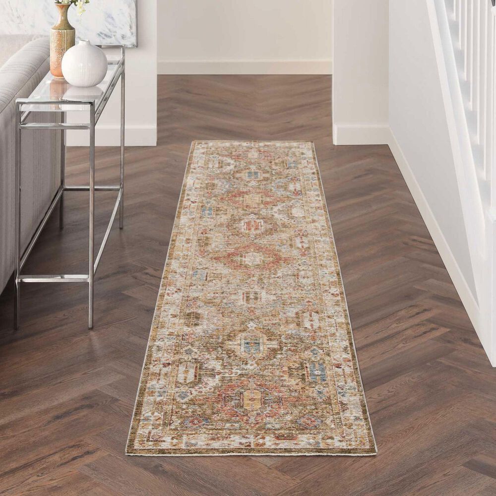 Nourison Sahar 2&#39;3&quot; x 10&#39;2&quot; Green Runner, , large