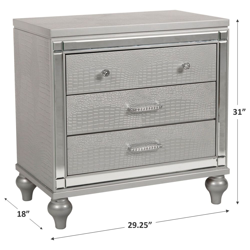 New Heritage Design Valentino 3-Drawer Nightstand in Silver, , large