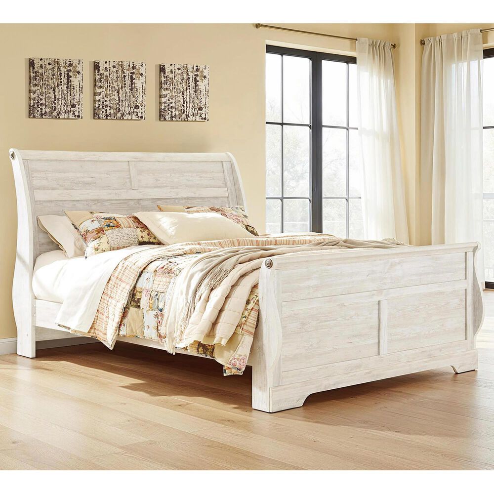 Ashley Willowton King Sleigh Bed in Whitewash, , large