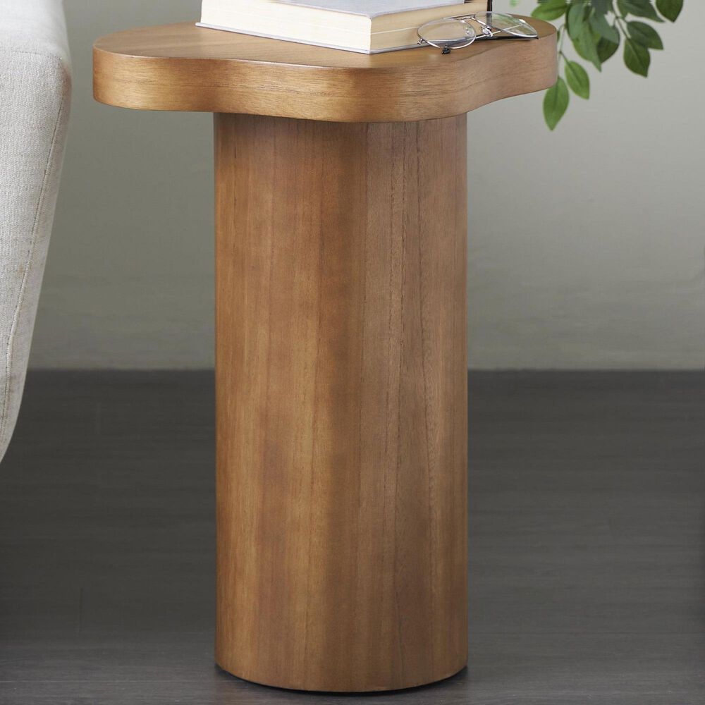 Maple and Jade Pedestal Accent End Table in Brown, , large