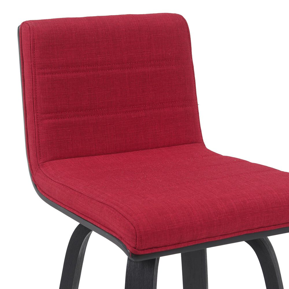 Armen Living Vienna Swivel Counter Height Stool with Red Upholstery in Black Brushed, , large