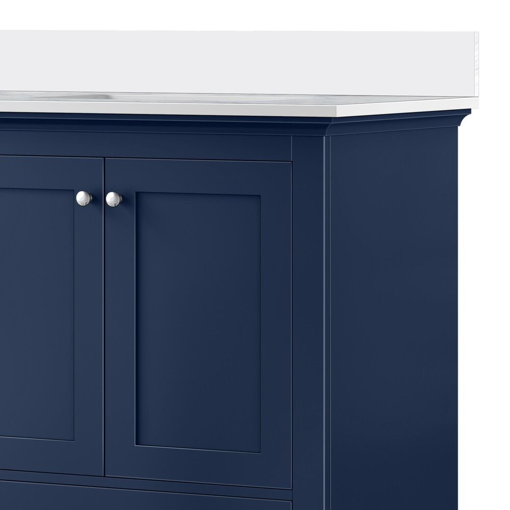 Lexora Home Dukes 72&quot; Double Bathroom Vanity in Navy Blue with 2 cm White Cultured Marble Top and Rectangular Sinks, , large