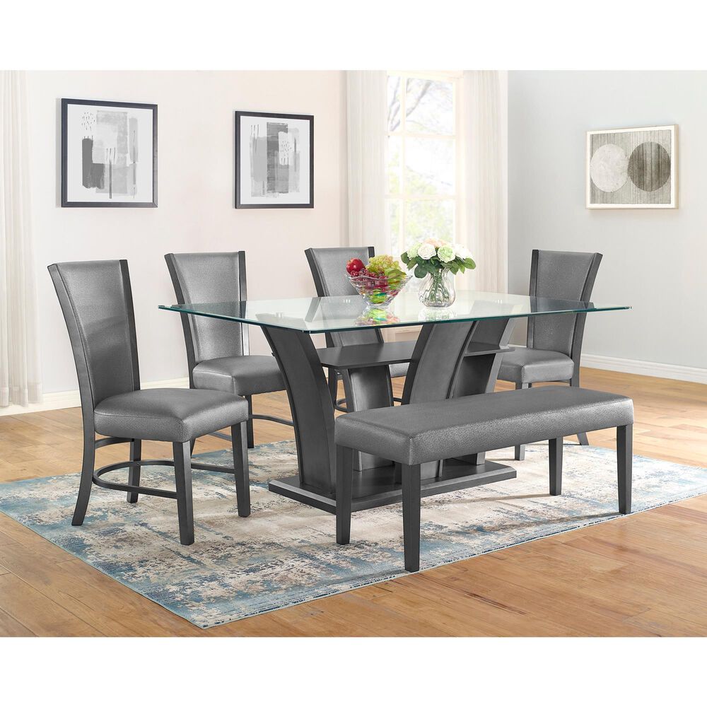 Crown Mark Camelia Dining Table in Black and Clear - Table Only, , large
