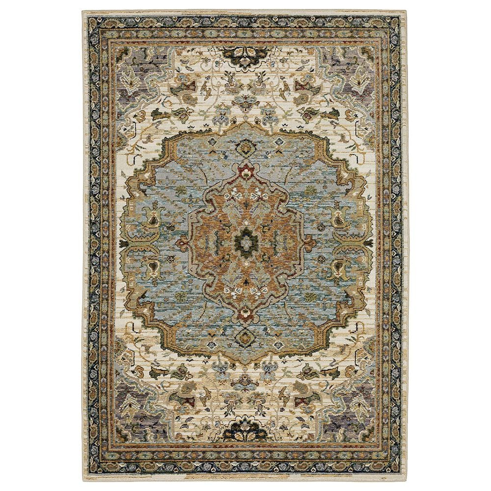 Oriental Weavers Andorra 6"7" x 9"6" Ivory and Blue Area Rug, , large