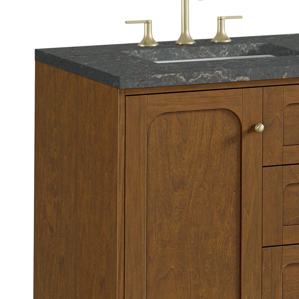 James Martin Laurent 60" Double Bathroom Vanity in Honey Oak with 3 cm Parisien Bleu Silestone Top, Rectangular Sinks and FreePower Wireless Charger, , large