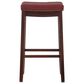 Linon Home Decor Claridge Bar Stool with Red Cushion in Rich Brown, , large