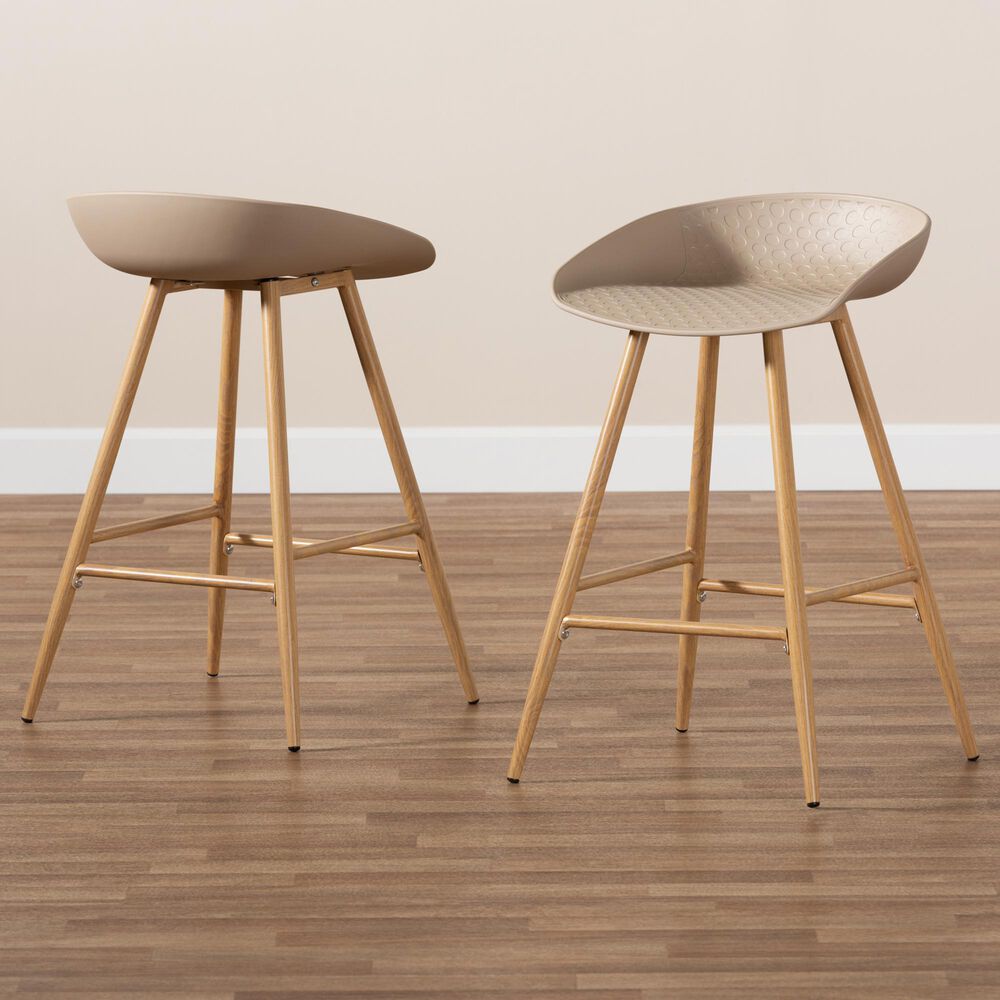 Baxton Studio Mairi Counter Stool in Beige/Natural (Set of 2), , large