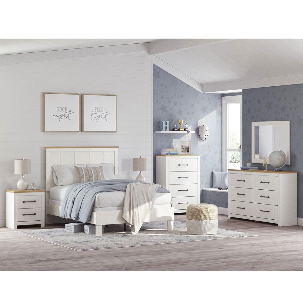 Ashley LInnocreek 5-Piece Full Bedroom Set in White and Warm Brown, , large