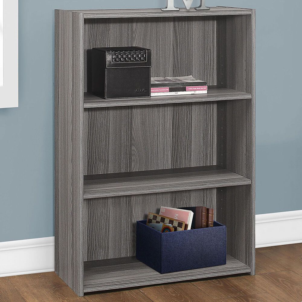 Monarch Specialties 3-Shelf Bookcase in Grey, , large