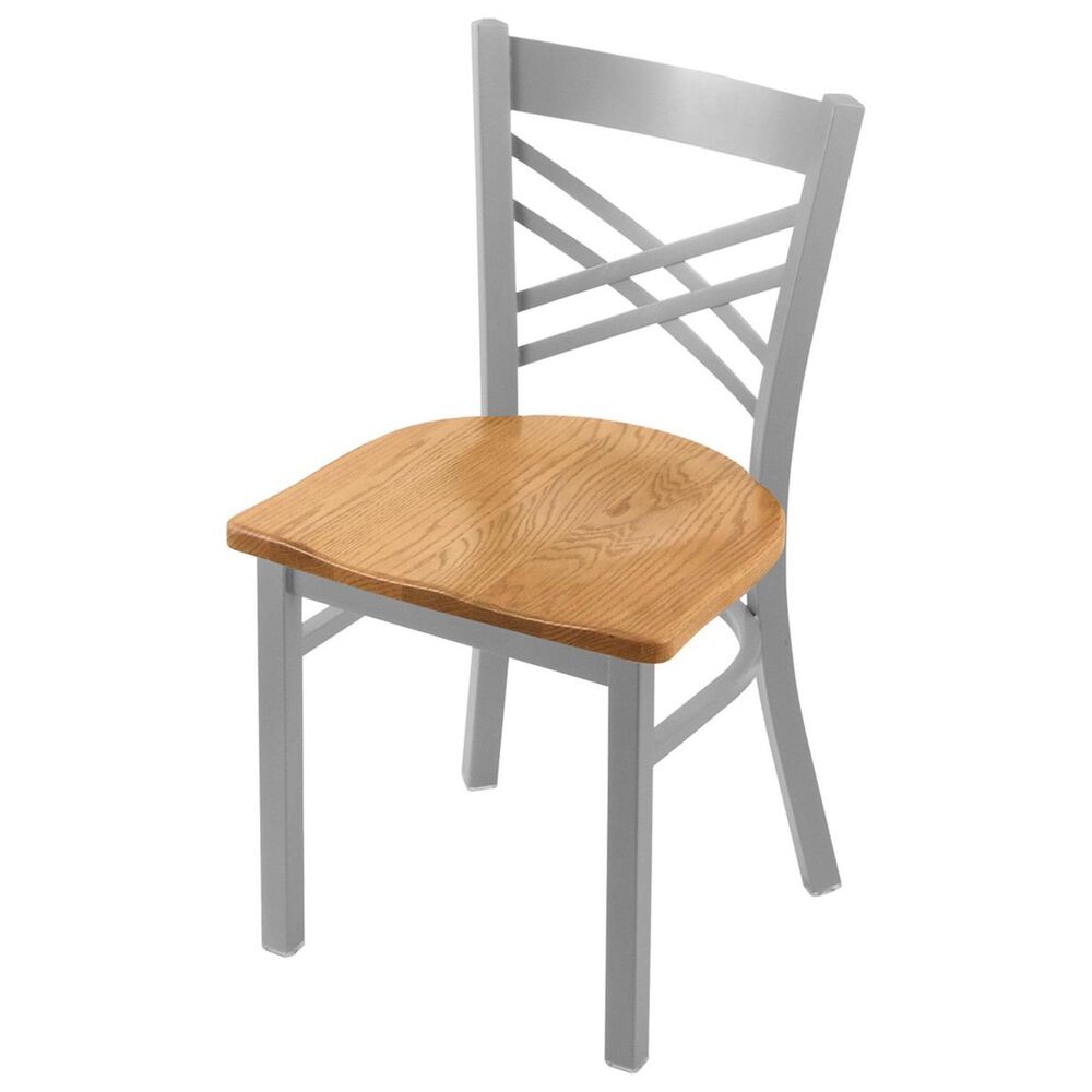 Holland Bar Stool 620 Catalina 18" Chair with Anodized Nickel and Medium Oak Seat, , large