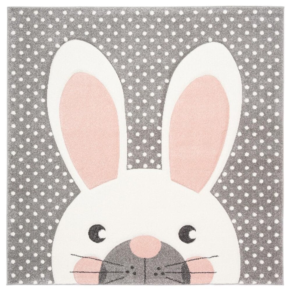 Safavieh Carousel 8" Square Pink and Grey Kids Area Rug, , large