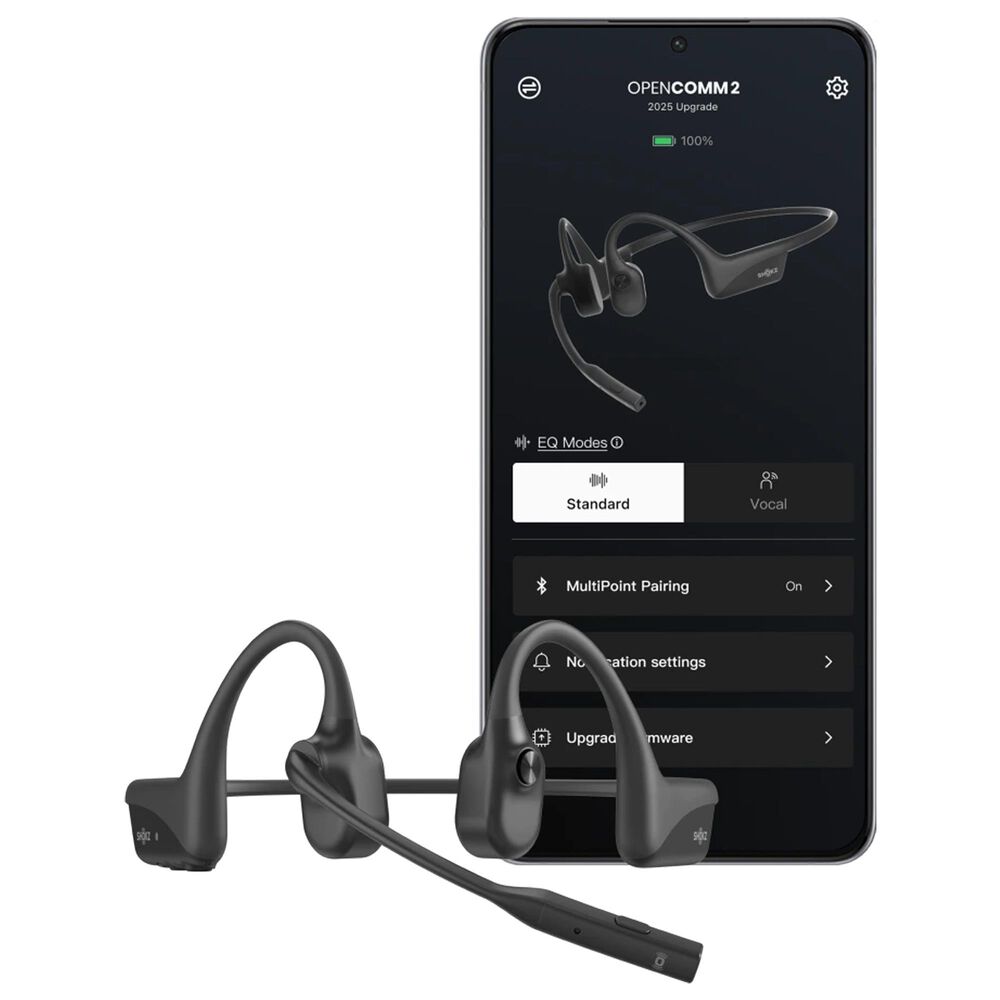 Shokz OpenComm2 Bone Conduction Stereo Bluetooth Headset in Black, , large