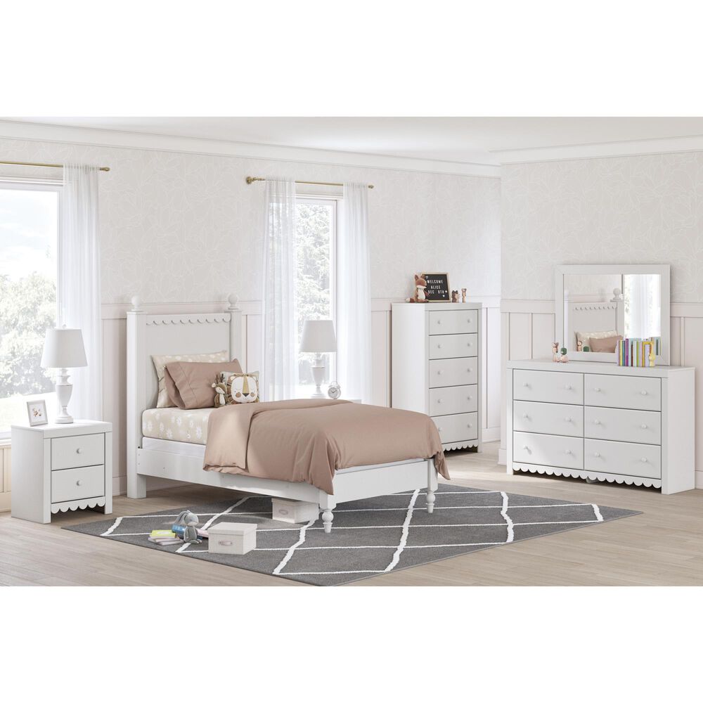 Ashley Mollviney Twin Panel Bed in Matte White, , large