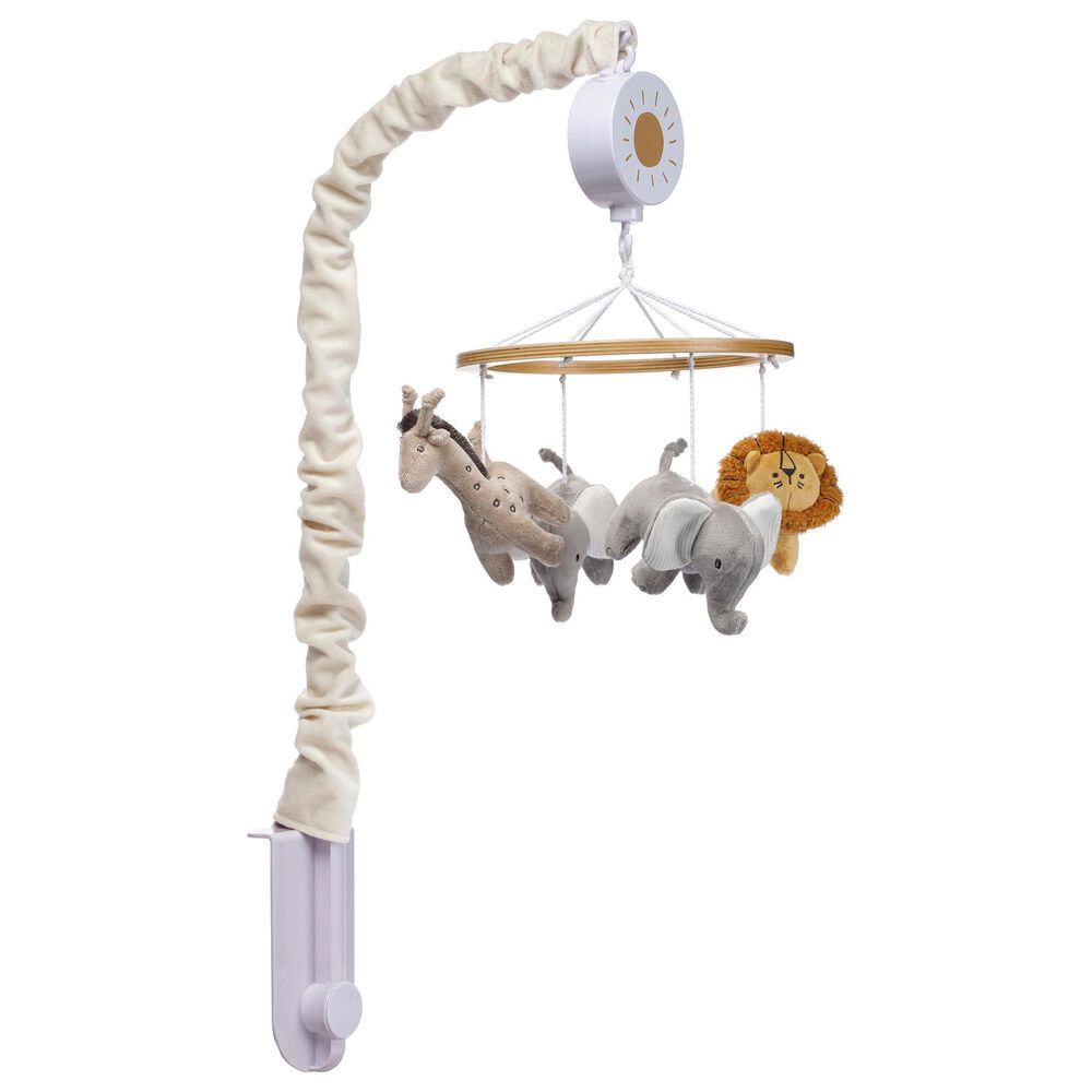 Lambs and Ivy Jungle Adventure Musical Baby Crib Mobile in Gray, Taupe and White, , large