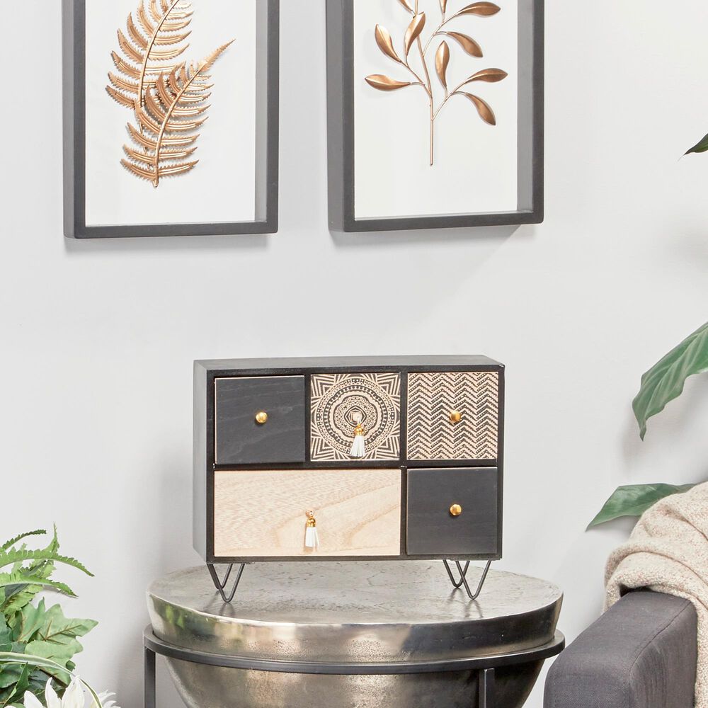 Maple and Jade Eclectic Jewelry Box in Light Brown, Matte Black and White, , large
