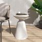 Hearth and Haven Large Patio End Table with Circular Design in White, , large