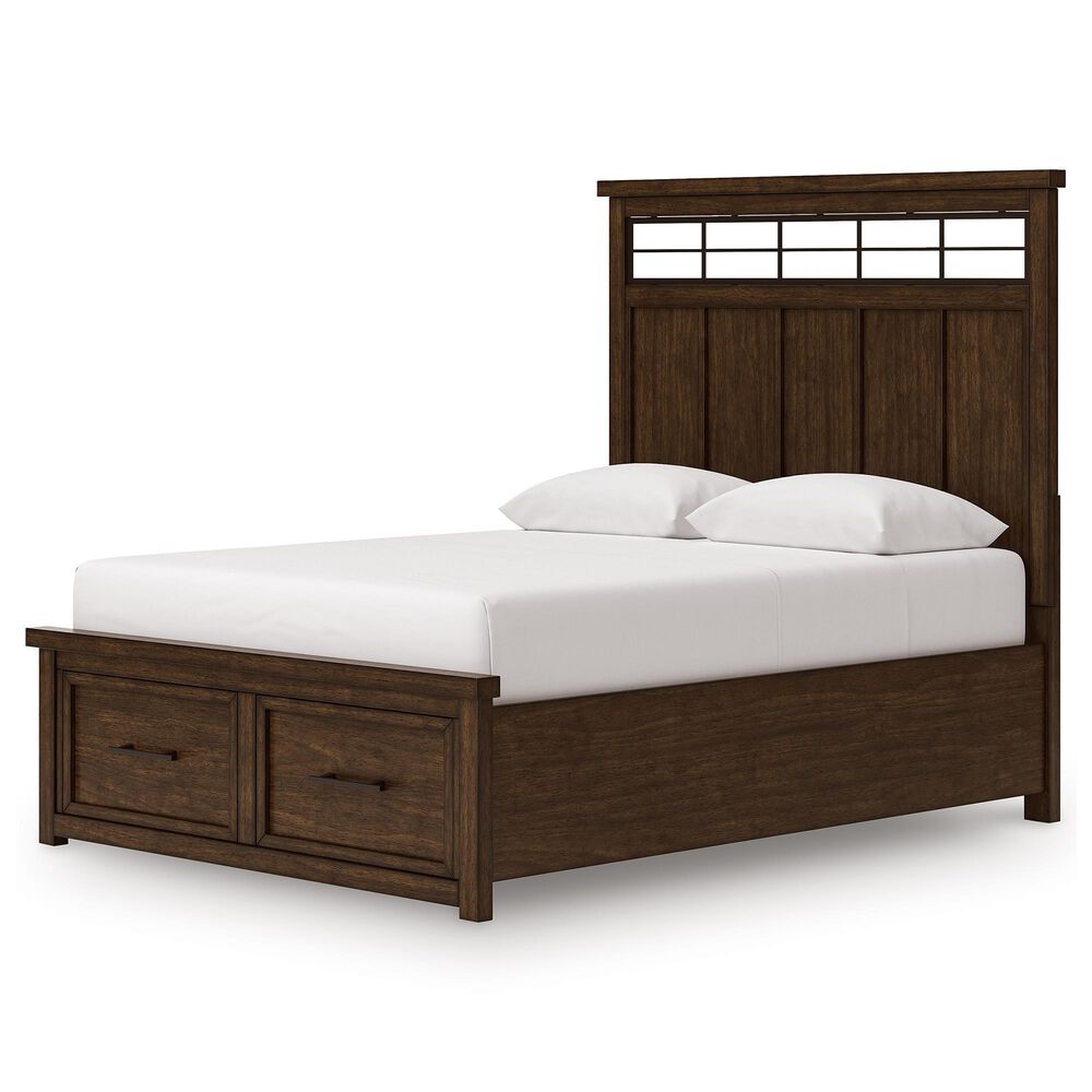 Ashley Taffenbrook Queen Storage Bed in Medium Brown, , large