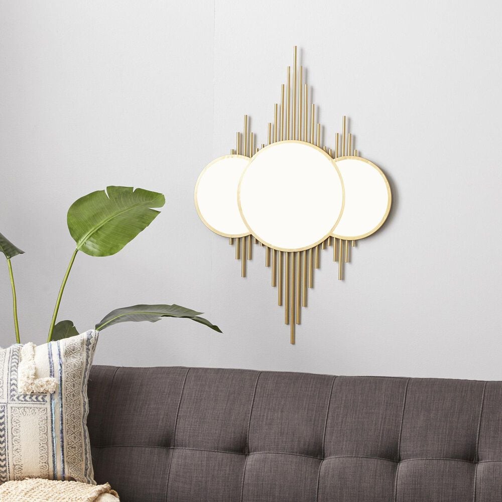 Maple and Jade Metal Geometric Wall Mirror in Gold, , large