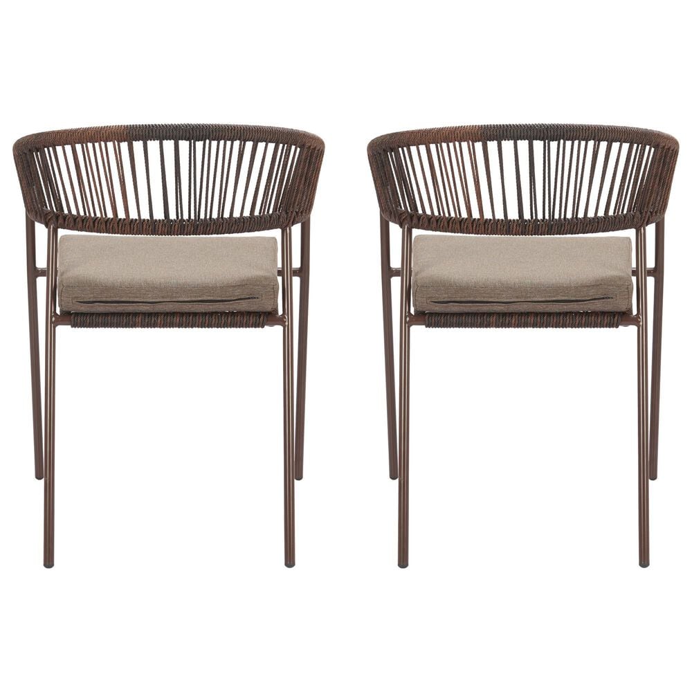 Zuo Modern Skye Outdoor Dining Chair in Brown (Set of 2), , large