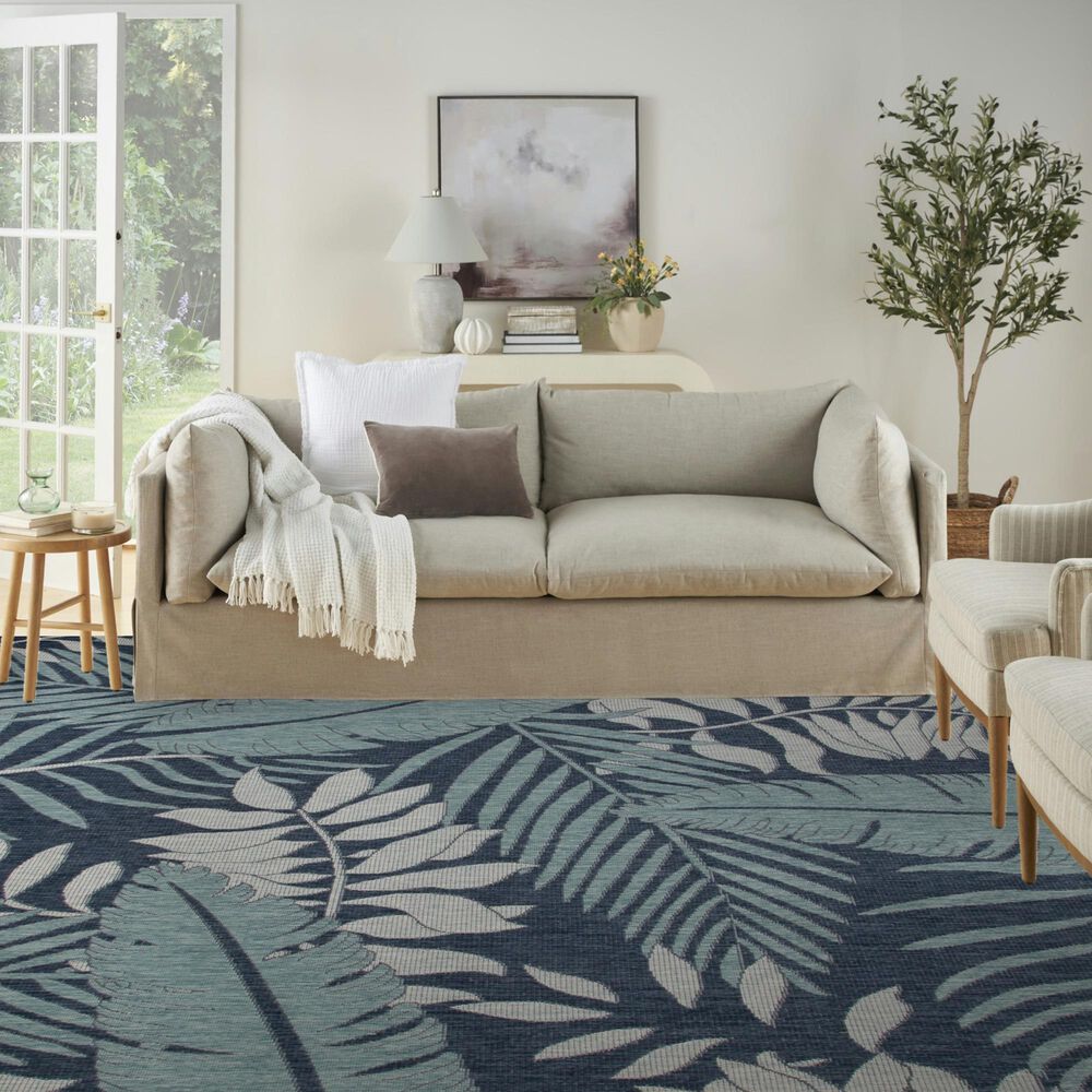 Nourison Garden Oasis GOA02 Navy 10&#39; x 14&#39; Indoor/Outdoor Area Rug, , large