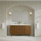 James Martin Laurent 60" Double Bathroom Vanity in Honey Oak with Single Hole 3 cm White Zeus Silestone Top and Rectangular Sinks, , large