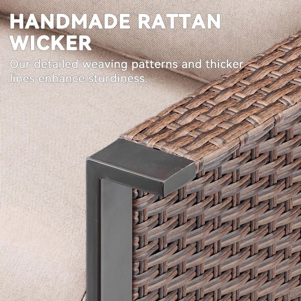 Sunwell Garden 8-Piece Patio Chat Set with Side Table in Beige, , large