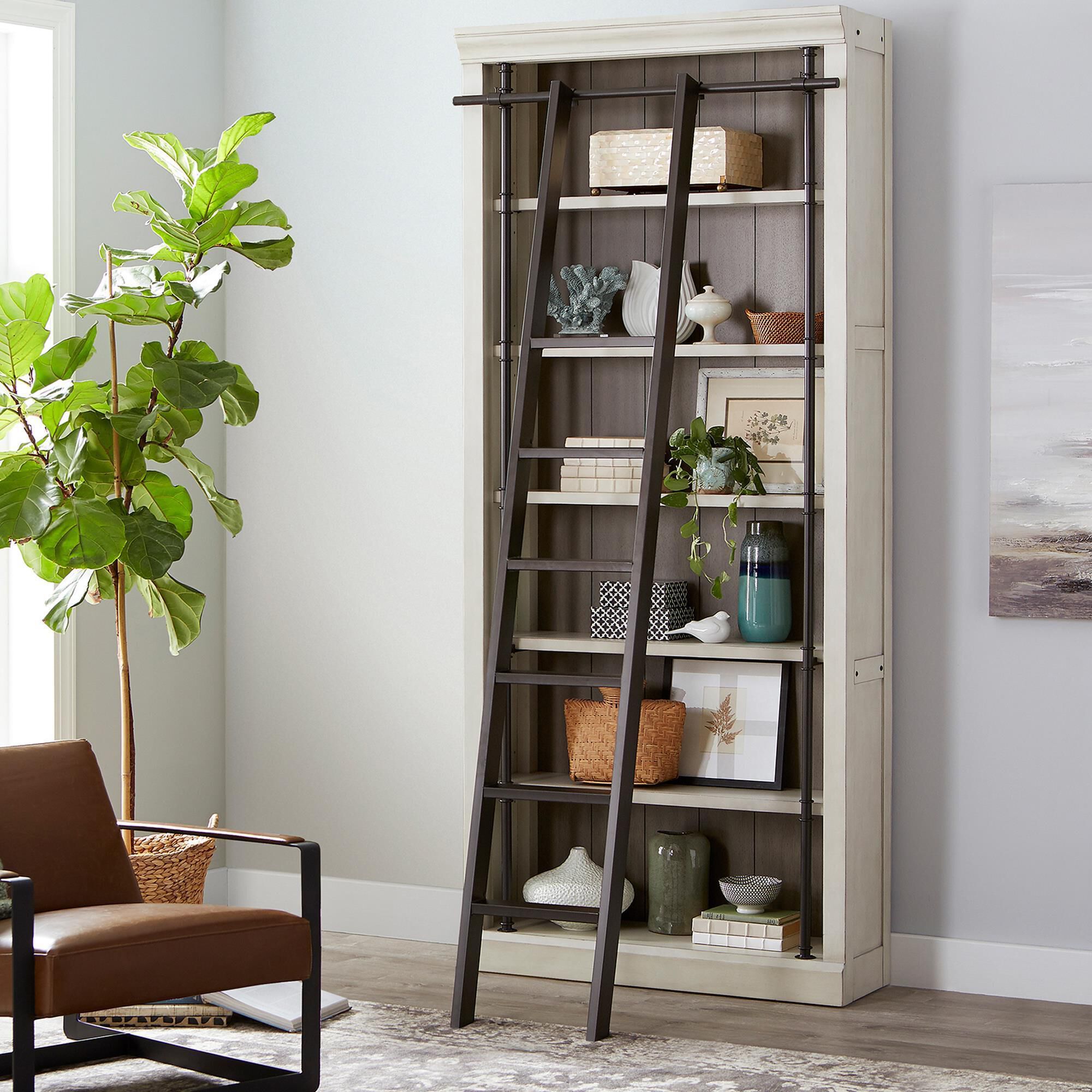 Wycliff Bay Toulouse Bookcase in Aged White and Warm Gray without Ladder NFM