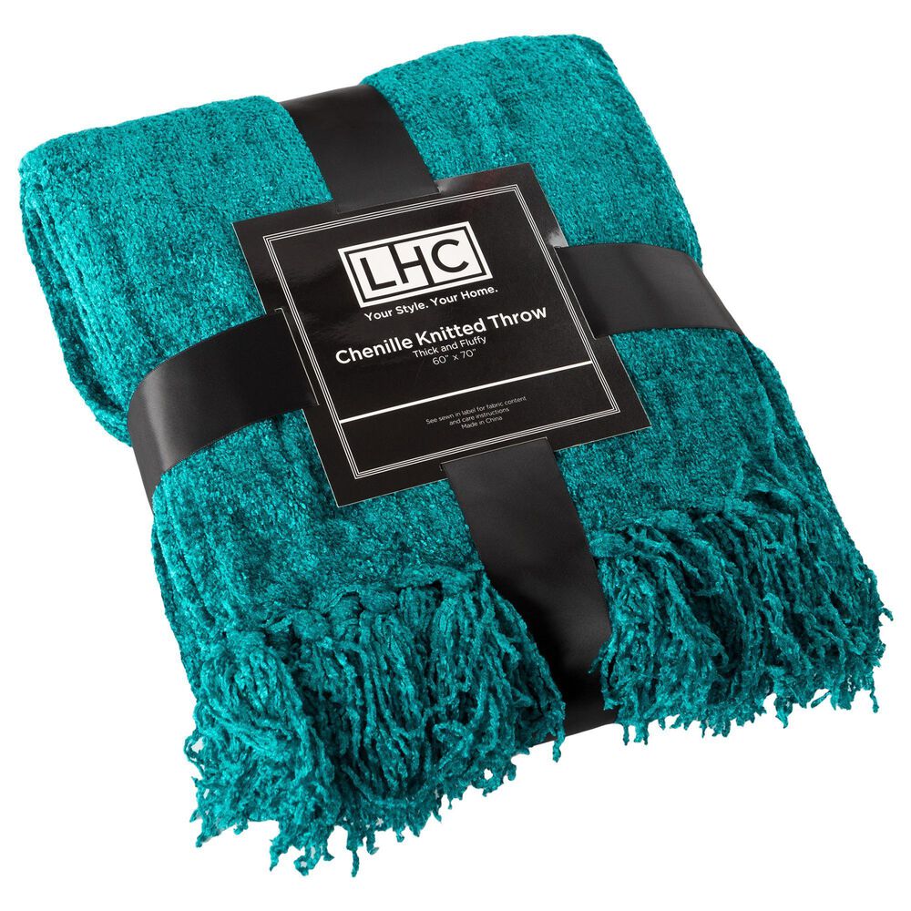 Timberlake LHC 60&quot; x 70&quot; Ultra Soft Chenille Throw in Lagoon Teal, , large
