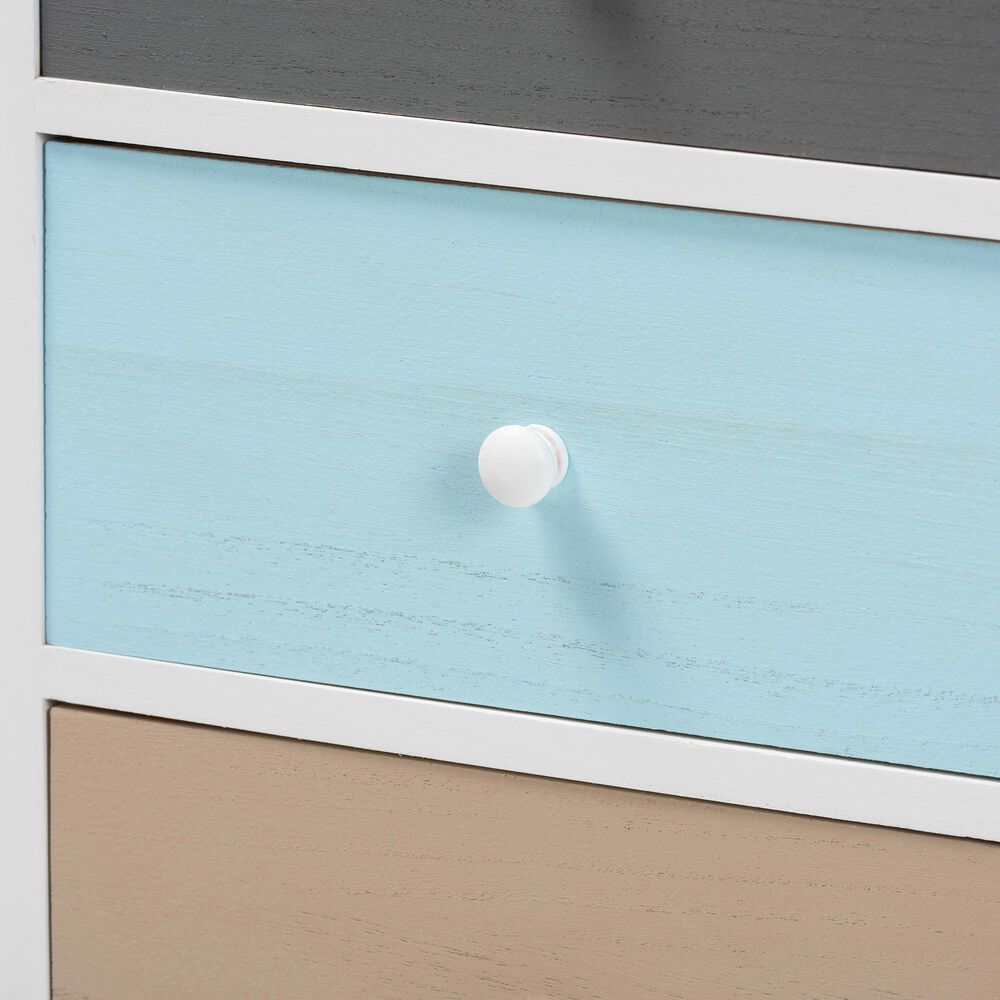 Baxton Studio Kalila 3-Drawer End Table in White and Multicolor, , large