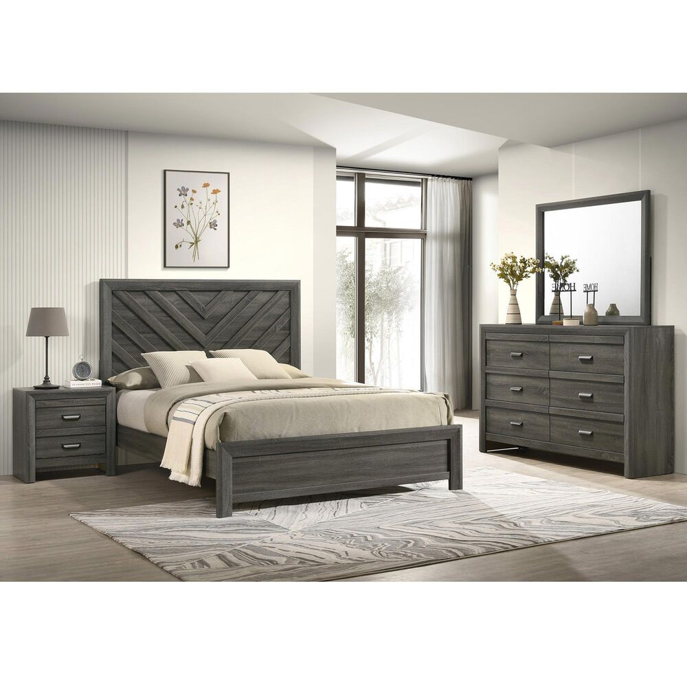 Crown Mark Valor 4-Piece King Bedroom Set in Gray, , large