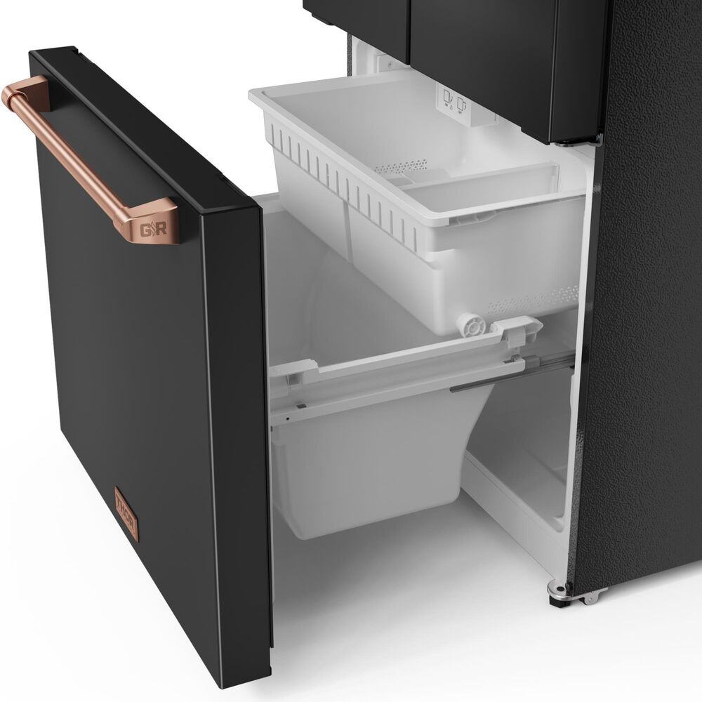 THOR KITCHEN Gordon Ramsay 17.5 Cu. Ft. Counter Depth French Door Refrigerator with Rose Gold Handle Kit in Black, , large