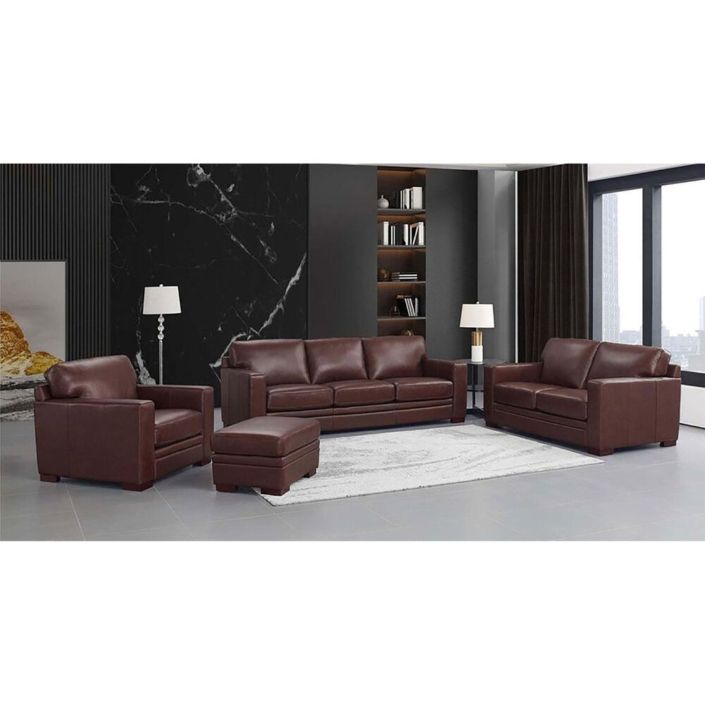 Amax Leather Chatsworth Stationary Loveseat in Raisin Brown, , large