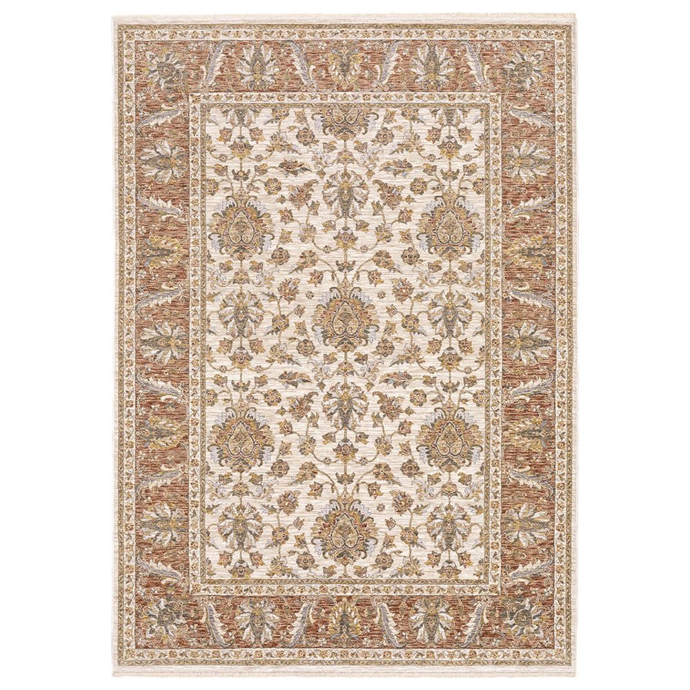 Oriental Weavers Maharaja Dakota 5091Q 6"7" x 9"6" Rust and Ivory Area Rug, , large