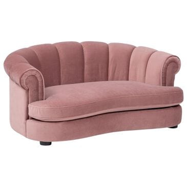 Jennifer Taylor Home Halle 35.5" Rolled-Arm Dog Bed with Channel-Tufted Back in Ash Rose Pink, , large
