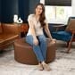 Jaxx Candler Faux Leather Ottoman in Walnut, , large