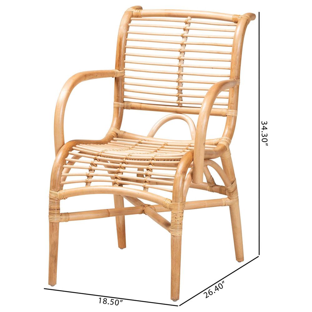 Baxton Studio Seminyak Lounge Chair in Natural Brown, , large