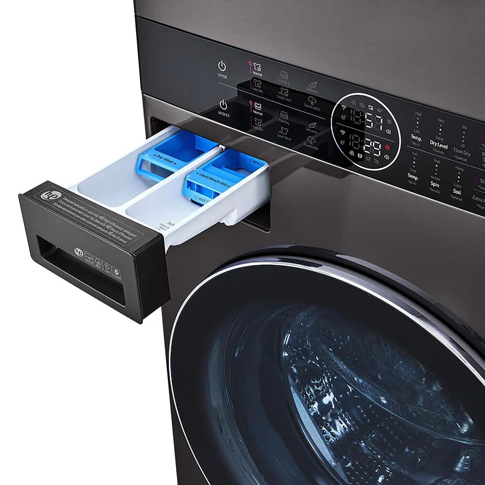 LG WashTower with Center Control 4.5 Cu. Ft. Washer and 7.4 Cu. Ft. Electric Dryer in Black Stainless Steel, , large