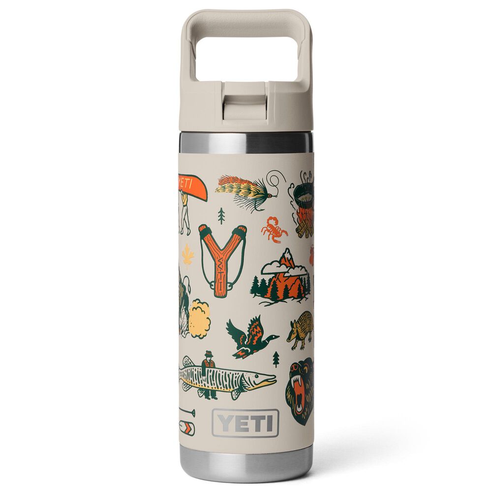 YETI Rambler 18 Oz Water Bottle with Color-Blocked Straw Cap in Cape Summer Camp, , large