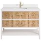 James Martin Vanities Olena 36" Single Vanity in Light Mappa Burl and Polished White with Single Hole 3 cm White Zeus Quartz Top & Backsplash, , large