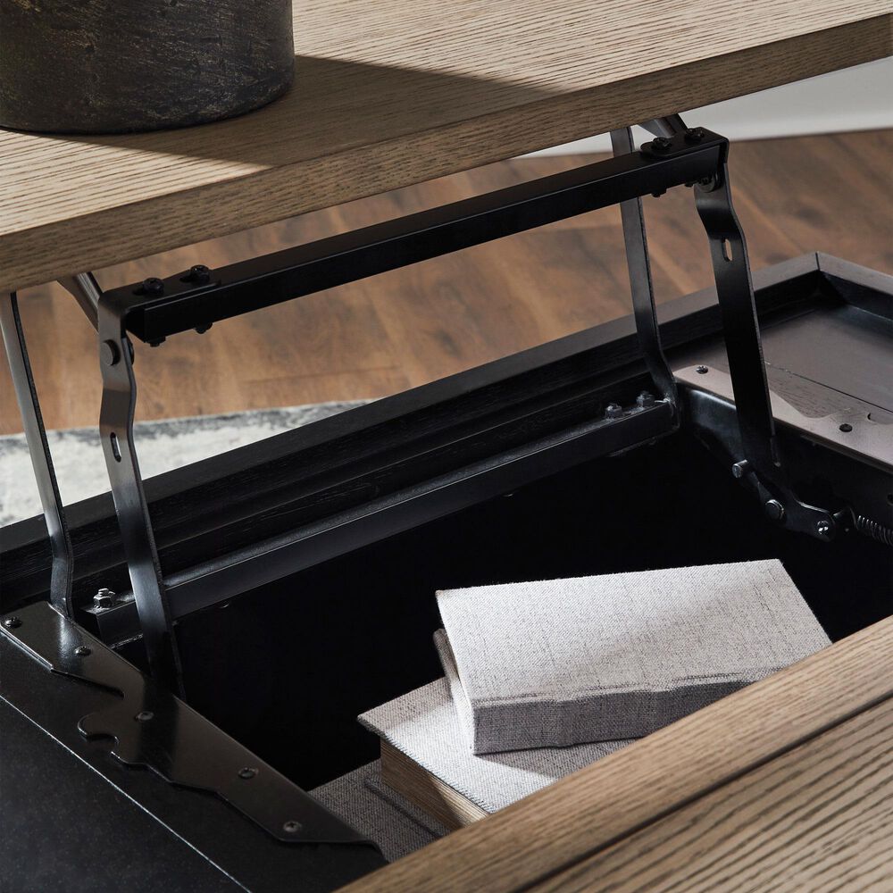Ashley Rylandyn Lift-Top Coffee Table in Matte Black and Light Brown, , large
