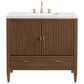 James Martin Vanities Myrrin 36" Vanity in Mid Century Walnut with 3 cm White Zeus Quartz Top, , large