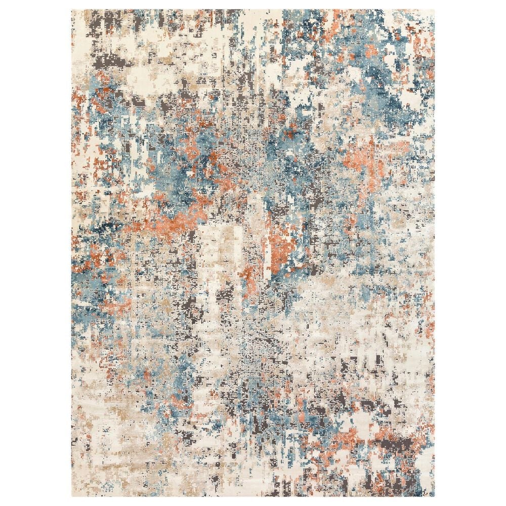 Surya Pune Deep Teal, Sky Blue, Light Beige, Tan, Dark Brown and Burnt Orange 8&#39;10&quot; x 12&#39;4&quot; Area Rug, , large